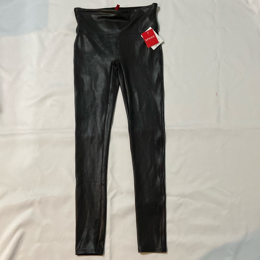 NWT SPANX Faux Leather Leggings Black Size Small